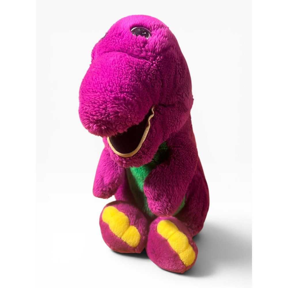 Vintage Barney the Dinosaur Plush Stuffed Animal Purple‎ Green 90s Toy 10 Inch
